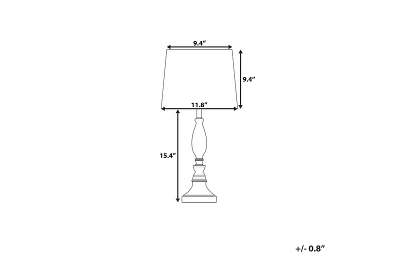 Hodmo Bordlampe 30 cm - Hvit - Vinduslampe på fot - Soveromslampe - Stuelampe - Nattlampe bord - Vinduslampe - Bordlampe