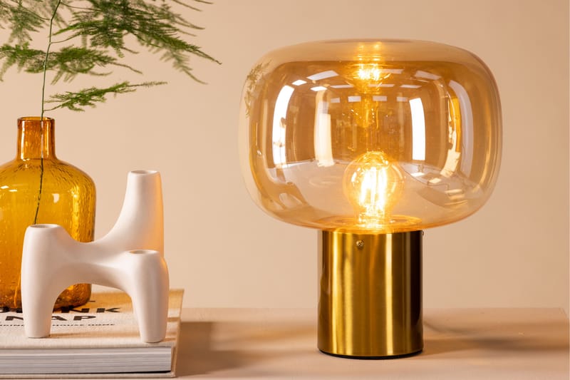 Kento Bordlampe 28 cm - Gull - Vinduslampe på fot - Soveromslampe - Stuelampe - Nattlampe bord - Vinduslampe - Bordlampe