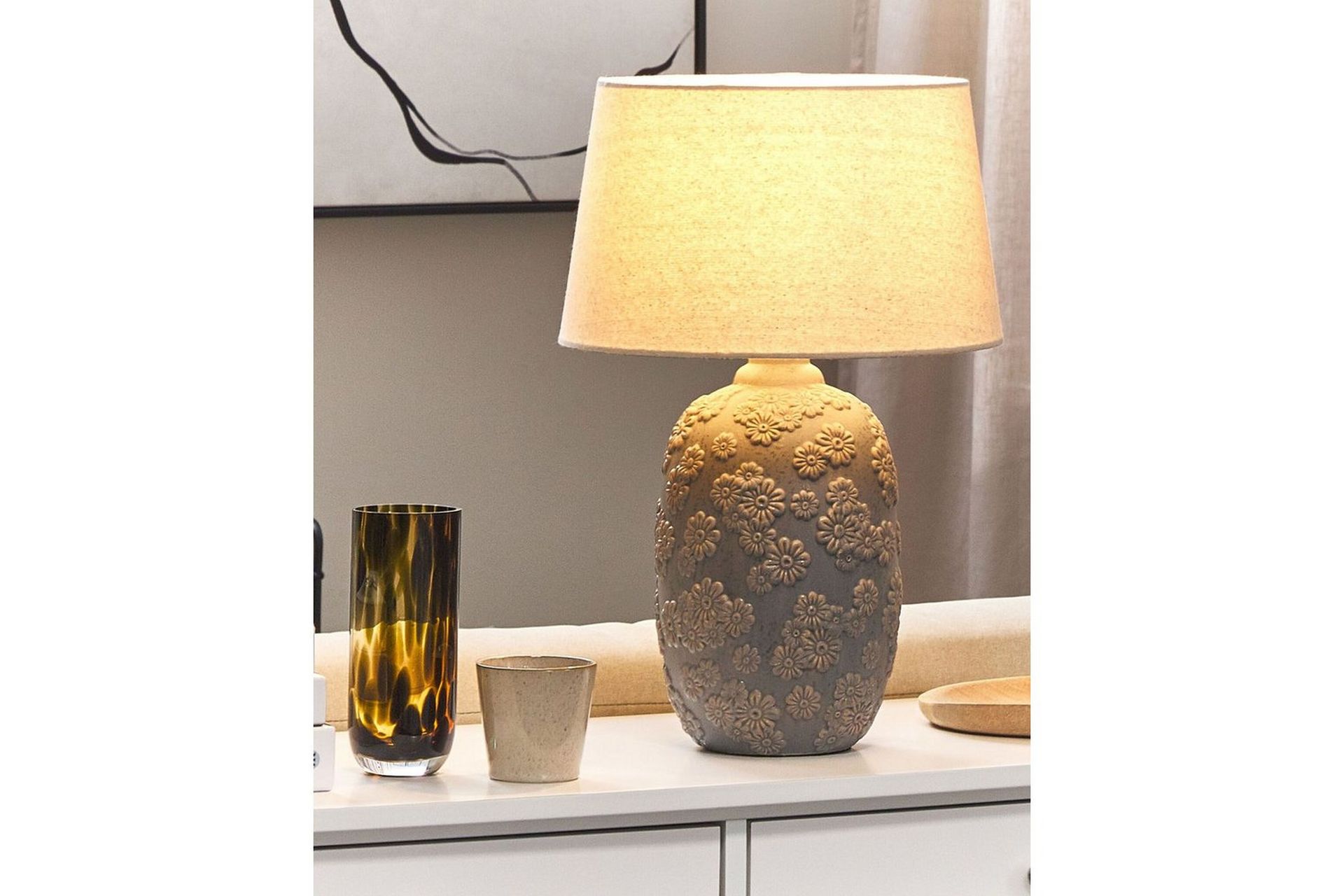 Bracto Bordlampe 46 cm E27 - Grå/Lys beige - Belysning - Innendørsbelysning & Lamper - Vinduslampe - Vinduslampe på fot