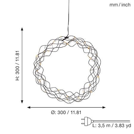 Curly krans med belysning 30 cm - svart - Belysning - Innendørsbelysning & Lamper - Dekorasjonsbelysning