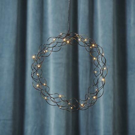 Curly krans med belysning 30 cm - svart - Belysning - Innendørsbelysning & Lamper - Dekorasjonsbelysning