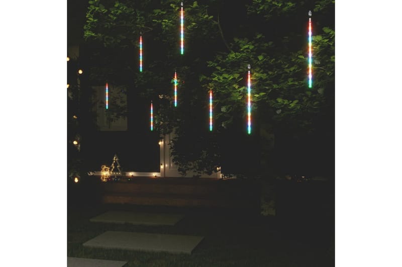 8stk Meteorlys 30 cm 192 LED innendørs og utendørs - Flerfarget - Dekorasjonsbelysning - Bokhyllebelysning - Lysslynge - Trappebelysning