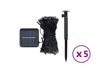 Soldrevne lysslynger 5stk 5x200 LED blå innendørs utendørs - Blå - Belysning - Julebelysning - Øvrig julebelysning
