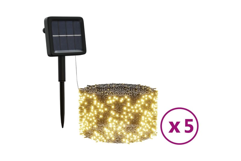 Soldrevne lysslynger 5stk 5x200 LED innendørs utendørs - Lysslynge - Øvrig julebelysning