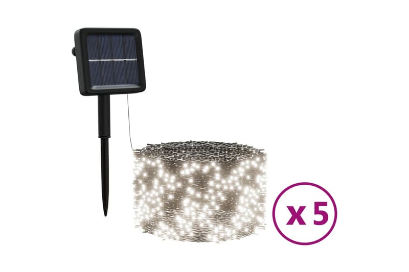 Soldrevne lysslynger 5stk LED kaldhvit innendørs utendørs - Hvit - Øvrig julebelysning - Lysslynge