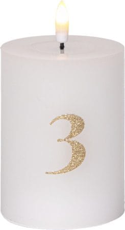 Flamme Advent LED-kubbelys 4-pakning 7,5 cm - hvit med gullsifre - Belysning - Innendørsbelysning & Lamper - Dekorasjonsbelysning