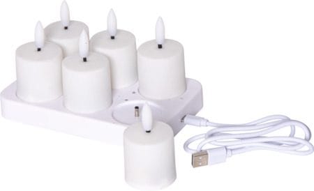 Flamme Charge LED-lys 6-pakning 14 cm - hvit - Belysning - Innendørsbelysning & Lamper - Dekorasjonsbelysning