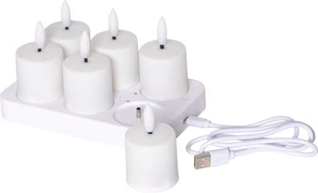 Flamme Charge LED-lys 6-pakning 14 cm - hvit - Belysning - Innendørsbelysning & Lamper - Dekorasjonsbelysning