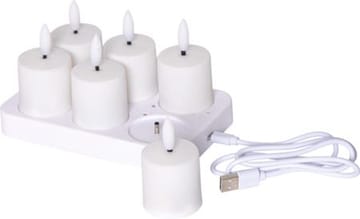 Flamme Charge LED-lys 6-pakning 14 cm - hvit - Belysning - Innendørsbelysning & Lamper - Dekorasjonsbelysning