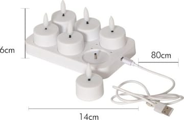 Flamme Charge LED-telys 6-pakning - hvit - Belysning - Innendørsbelysning & Lamper - Dekorasjonsbelysning