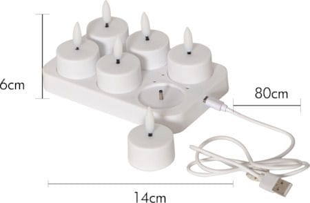 Flamme Charge LED-telys 6-pakning - hvit - Belysning - Innendørsbelysning & Lamper - Dekorasjonsbelysning