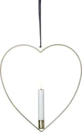 Flamme Heart innendørsdekorasjon 28 cm, Messing