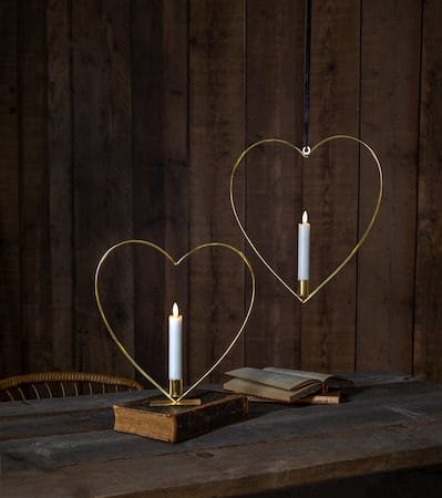 Flamme Heart innendørsdekorasjon 28 cm - Messing - Belysning - Innendørsbelysning & Lamper - Dekorasjonsbelysning