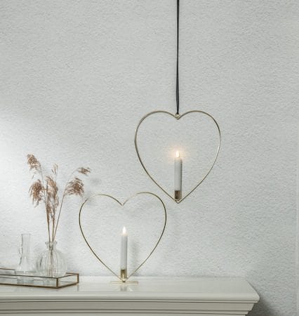 Flamme Heart innendørsdekorasjon 28 cm - Messing - Belysning - Innendørsbelysning & Lamper - Dekorasjonsbelysning