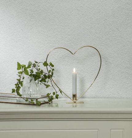Flamme Heart innendørsdekorasjon 28 cm - Messing - Belysning - Innendørsbelysning & Lamper - Dekorasjonsbelysning
