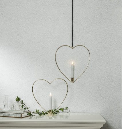 Flamme Heart innendørsdekorasjon 28 cm - Messing - Belysning - Innendørsbelysning & Lamper - Dekorasjonsbelysning
