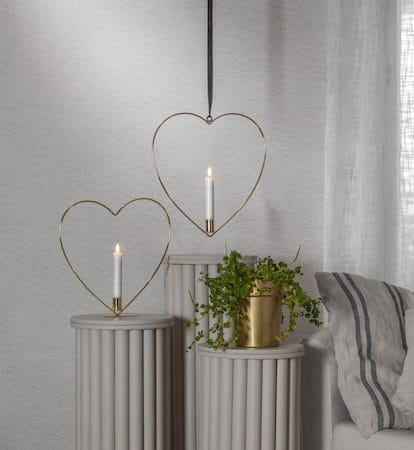 Flamme Heart innendørsdekorasjon 28 cm - Messing - Belysning - Innendørsbelysning & Lamper - Dekorasjonsbelysning