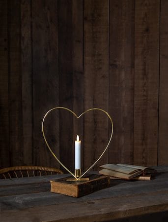 Flamme Heart innendørsdekorasjon 28 cm - Messing - Belysning - Innendørsbelysning & Lamper - Dekorasjonsbelysning
