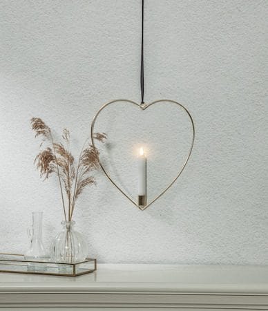 Flamme Heart innendørsdekorasjon 28 cm - Messing - Belysning - Innendørsbelysning & Lamper - Dekorasjonsbelysning