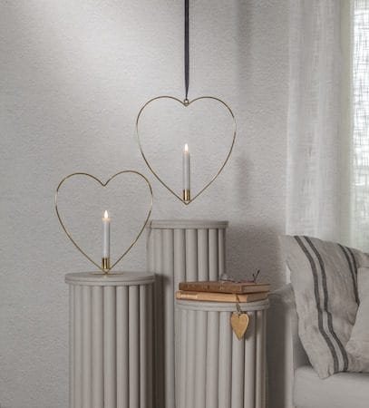 Flamme Heart innendørsdekorasjon 28 cm - Messing - Belysning - Innendørsbelysning & Lamper - Dekorasjonsbelysning