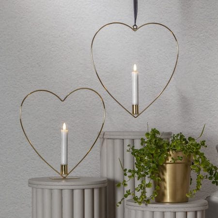 Flamme Heart innendørsdekorasjon 28 cm - Messing - Belysning - Innendørsbelysning & Lamper - Dekorasjonsbelysning
