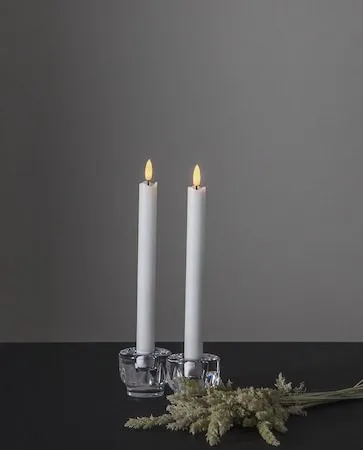 Flamme Rustic LED-antikklys, 2-pakning, 25 cm - hvit - Belysning - Innendørsbelysning & Lamper - Dekorasjonsbelysning
