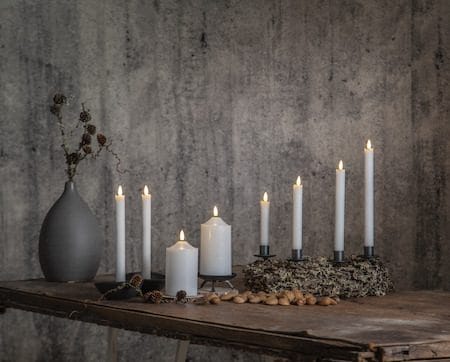 Flamme Rustic LED-antikklys, 2-pakning, 25 cm - hvit - Belysning - Innendørsbelysning & Lamper - Dekorasjonsbelysning