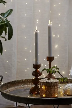 Flamme Rustic LED-antikklys, 2-pakning, 25 cm - hvit - Belysning - Innendørsbelysning & Lamper - Dekorasjonsbelysning