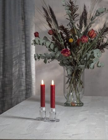 Flamme Rustic LED antikklys 2-pakning 15 cm - mørkerød - Belysning - Innendørsbelysning & Lamper - Dekorasjonsbelysning