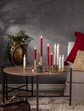 Flamme Rustic LED antikklys 2-pakning 15 cm - mørkerød - Belysning - Innendørsbelysning & Lamper - Dekorasjonsbelysning