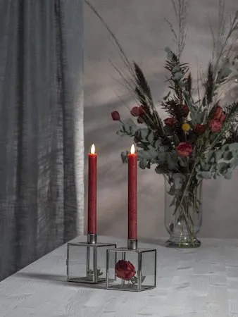 Flamme Rustic LED antikklys 2-pakning 24,5 cm - mørkerød - Belysning - Innendørsbelysning & Lamper - Dekorasjonsbelysning