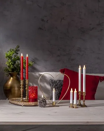 Flamme Rustic LED antikklys 2-pakning 24,5 cm - mørkerød - Belysning - Innendørsbelysning & Lamper - Dekorasjonsbelysning