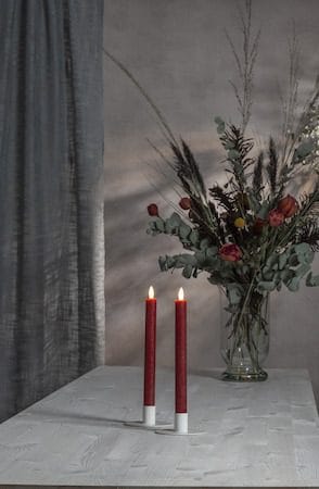 Flamme Rustic LED antikklys 2-pakning 24,5 cm - mørkerød - Belysning - Innendørsbelysning & Lamper - Dekorasjonsbelysning