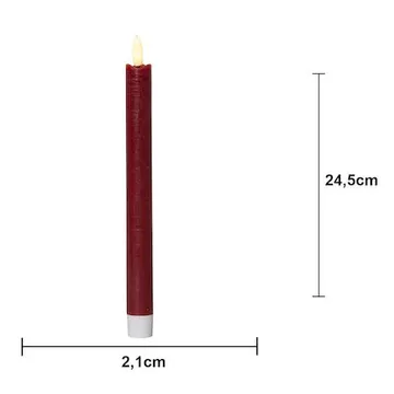 Flamme Rustic LED antikklys 2-pakning 24,5 cm - mørkerød - Belysning - Innendørsbelysning & Lamper - Dekorasjonsbelysning