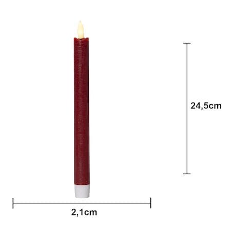 Flamme Rustic LED antikklys 2-pakning 24,5 cm - mørkerød - Belysning - Innendørsbelysning & Lamper - Dekorasjonsbelysning