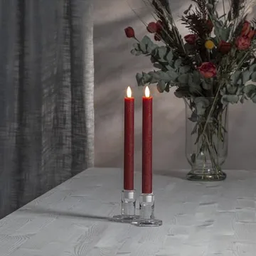 Flamme Rustic LED antikklys 2-pakning 24,5 cm - mørkerød - Belysning - Innendørsbelysning & Lamper - Dekorasjonsbelysning