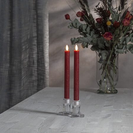Flamme Rustic LED antikklys 2-pakning 24,5 cm - mørkerød - Belysning - Innendørsbelysning & Lamper - Dekorasjonsbelysning