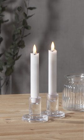 Flamme Rustic LED antikklys 2-pakning 15 cm - hvit - Belysning - Innendørsbelysning & Lamper - Dekorasjonsbelysning