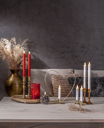 Flamme Rustic LED antikklys 2-pakning 24,5 cm - mørkerød - Belysning - Innendørsbelysning & Lamper - Dekorasjonsbelysning