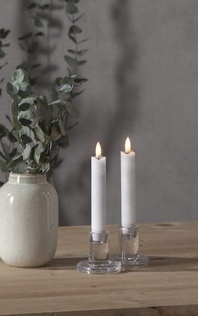 Flamme Rustic LED antikklys 2-pakning 15 cm - hvit - Belysning - Innendørsbelysning & Lamper - Dekorasjonsbelysning