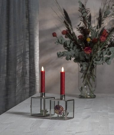 Flamme Rustic LED antikklys 2-pakning 15 cm - mørkerød - Belysning - Innendørsbelysning & Lamper - Dekorasjonsbelysning