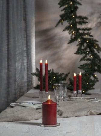 Flamme Rustic LED antikklys 2-pakning 15 cm - mørkerød - Belysning - Innendørsbelysning & Lamper - Dekorasjonsbelysning
