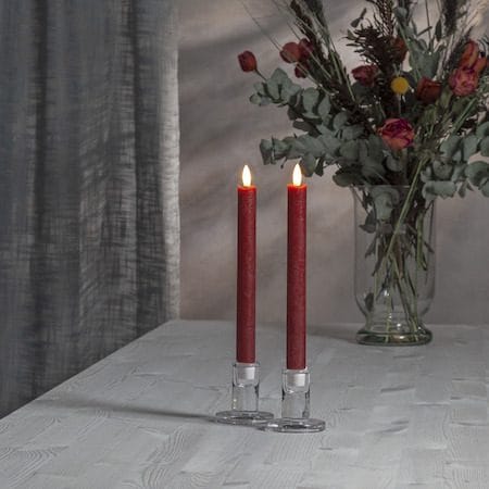 Flamme Rustic LED antikklys 2-pakning 24,5 cm - mørkerød - Belysning - Innendørsbelysning & Lamper - Dekorasjonsbelysning