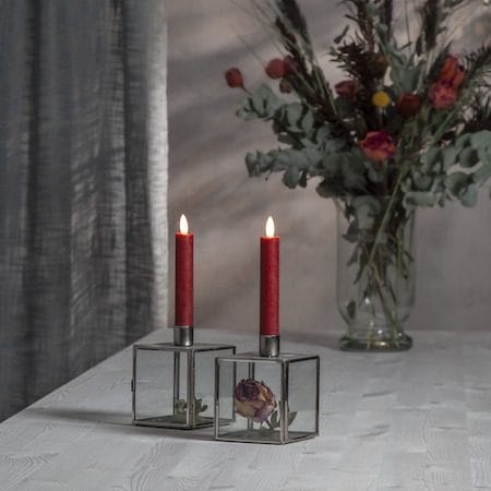 Flamme Rustic LED antikklys 2-pakning 15 cm - mørkerød - Belysning - Innendørsbelysning & Lamper - Dekorasjonsbelysning