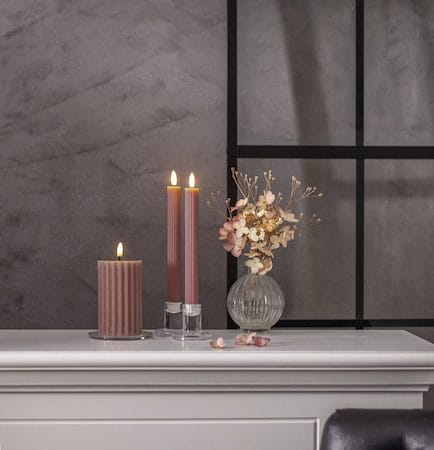 Flamme Stripe LED-kronelys 2-pakning 25 cm - rosa - Belysning - Innendørsbelysning & Lamper - Dekorasjonsbelysning