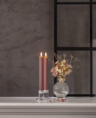Flamme Stripe LED-kronelys 2-pakning 25 cm - rosa - Belysning - Innendørsbelysning & Lamper - Dekorasjonsbelysning