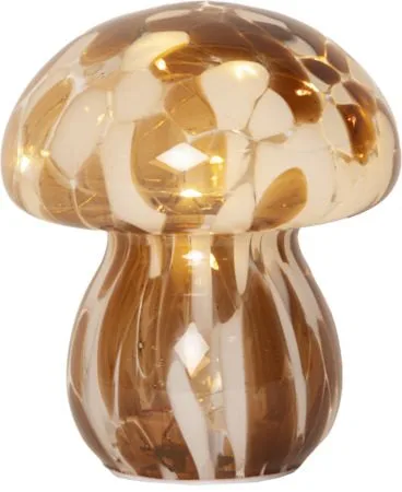 Funghi Glassdekorasjon 13 cm - brun/hvit - Belysning - Innendørsbelysning & Lamper - Dekorasjonsbelysning