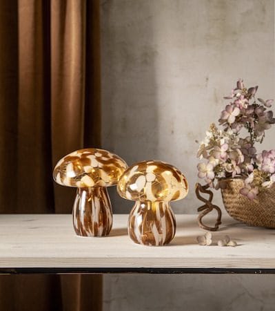Funghi Glassdekorasjon 13 cm - brun/hvit - Belysning - Innendørsbelysning & Lamper - Dekorasjonsbelysning