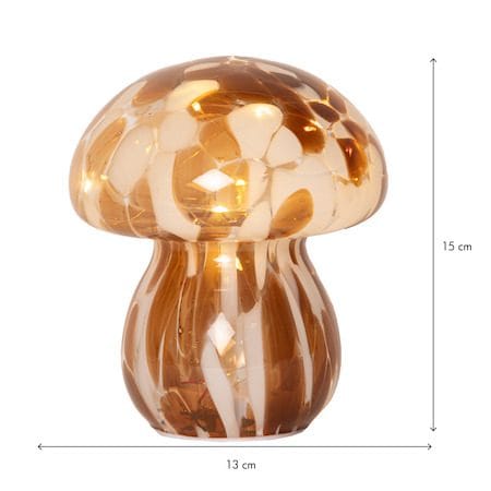 Funghi Glassdekorasjon 13 cm - brun/hvit - Belysning - Innendørsbelysning & Lamper - Dekorasjonsbelysning