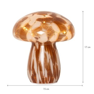 Funghi glassdekorasjon 15 cm - Brun/hvit - Belysning - Innendørsbelysning & Lamper - Dekorasjonsbelysning